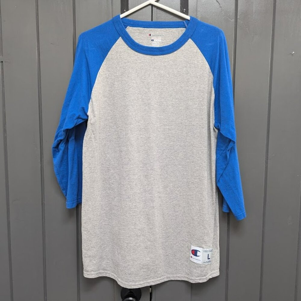 Mens Champion Raglan 2/4 sleeve shirt Size L